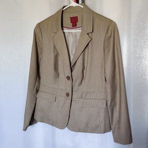 212 Collection Waisted Jacket Blazer Spandex Plaid Tan Button Front Lined Sz 14